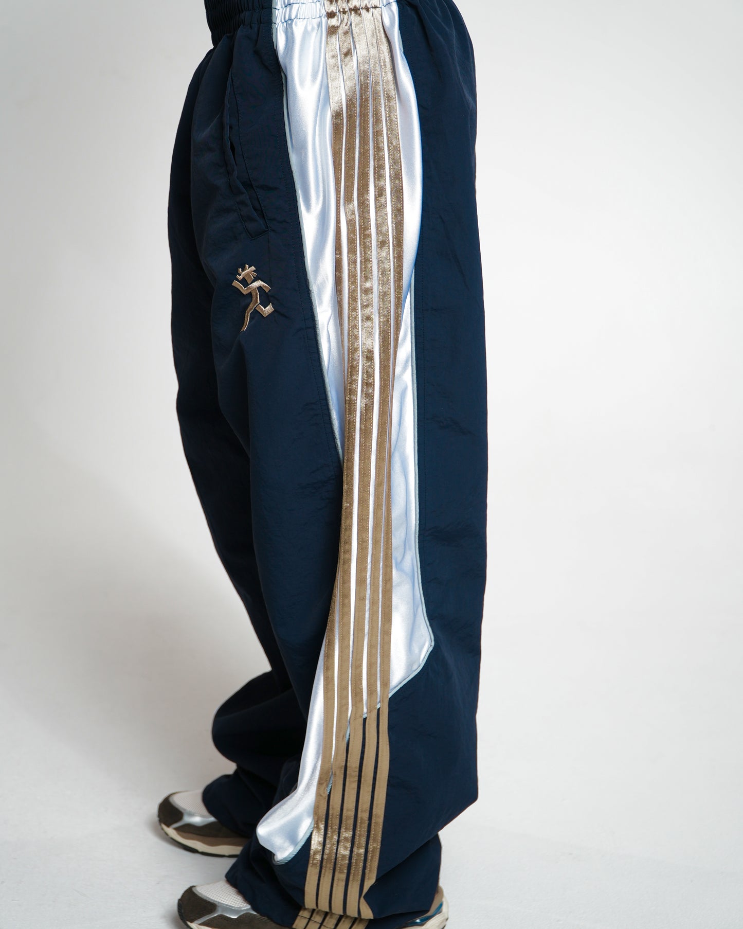 Navy Tracks — KWAMI premium nylon track pants