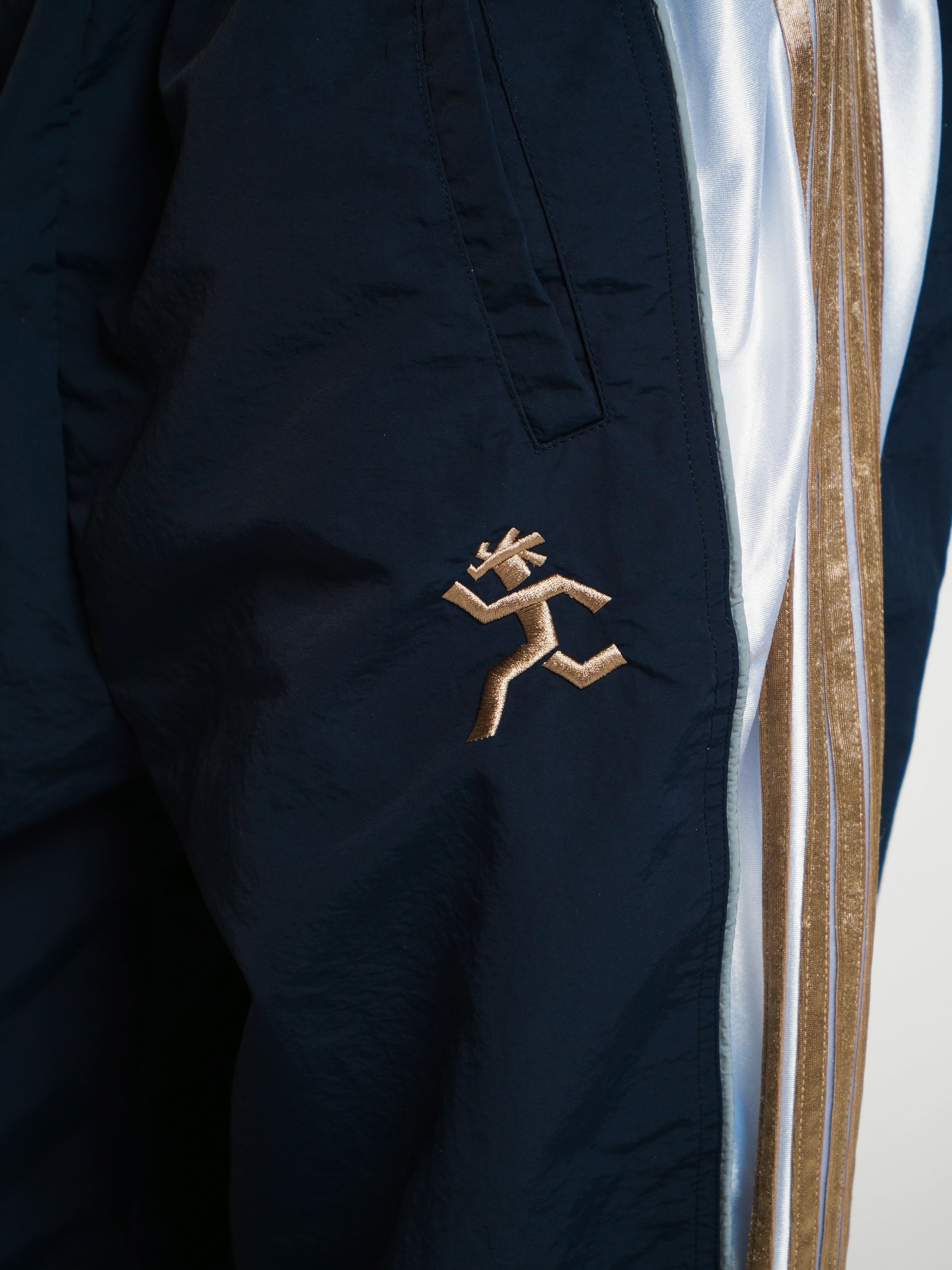 Navy Tracks — KWAMI premium nylon track pants