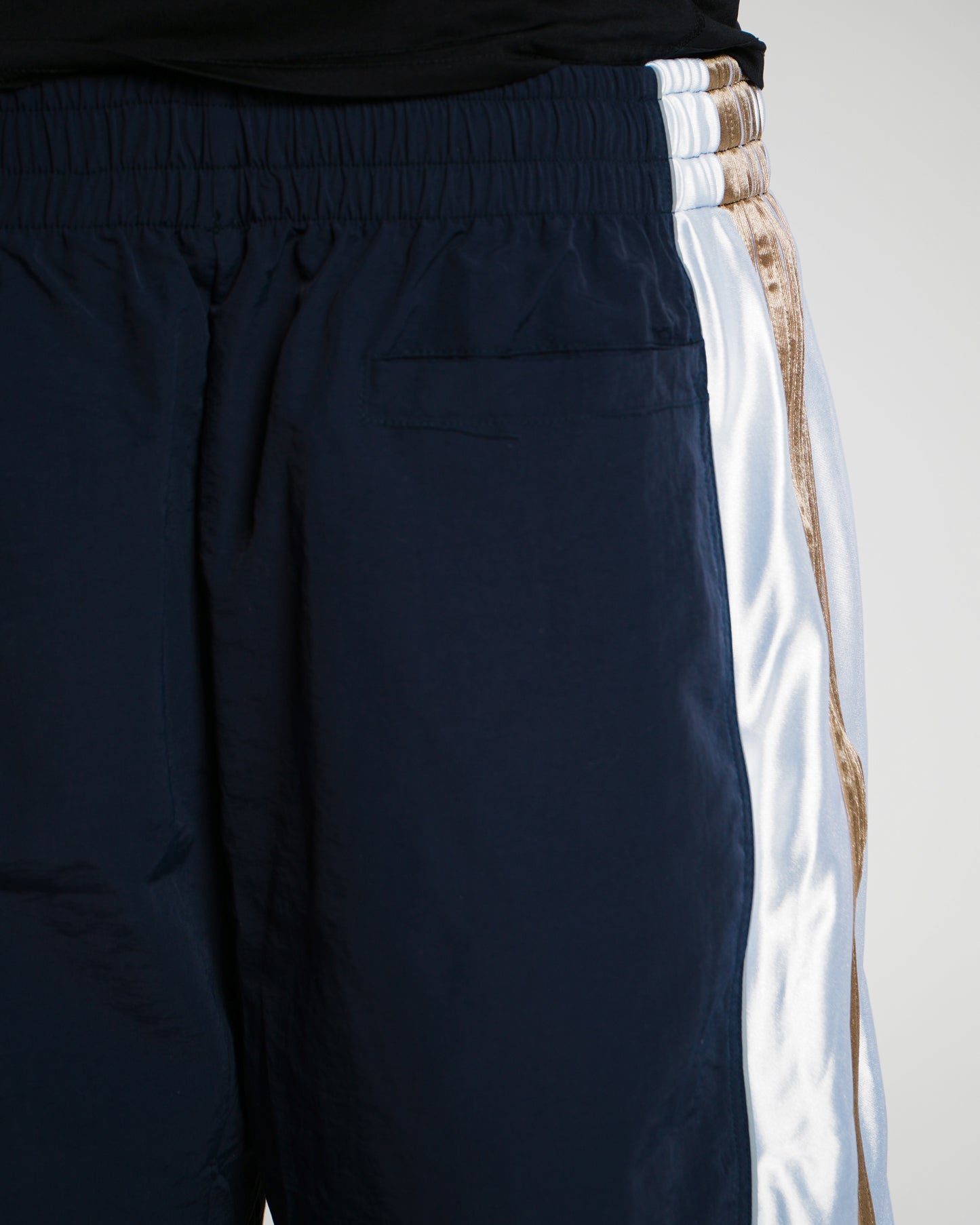 Navy Tracks — KWAMI premium nylon track pants