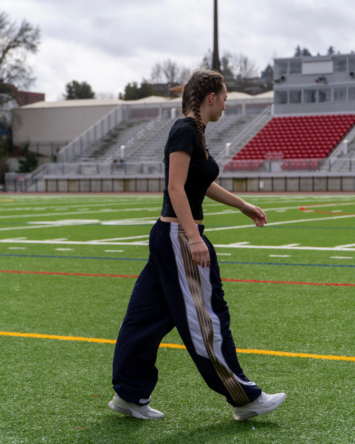 Navy Tracks — KWAMI premium nylon track pants
